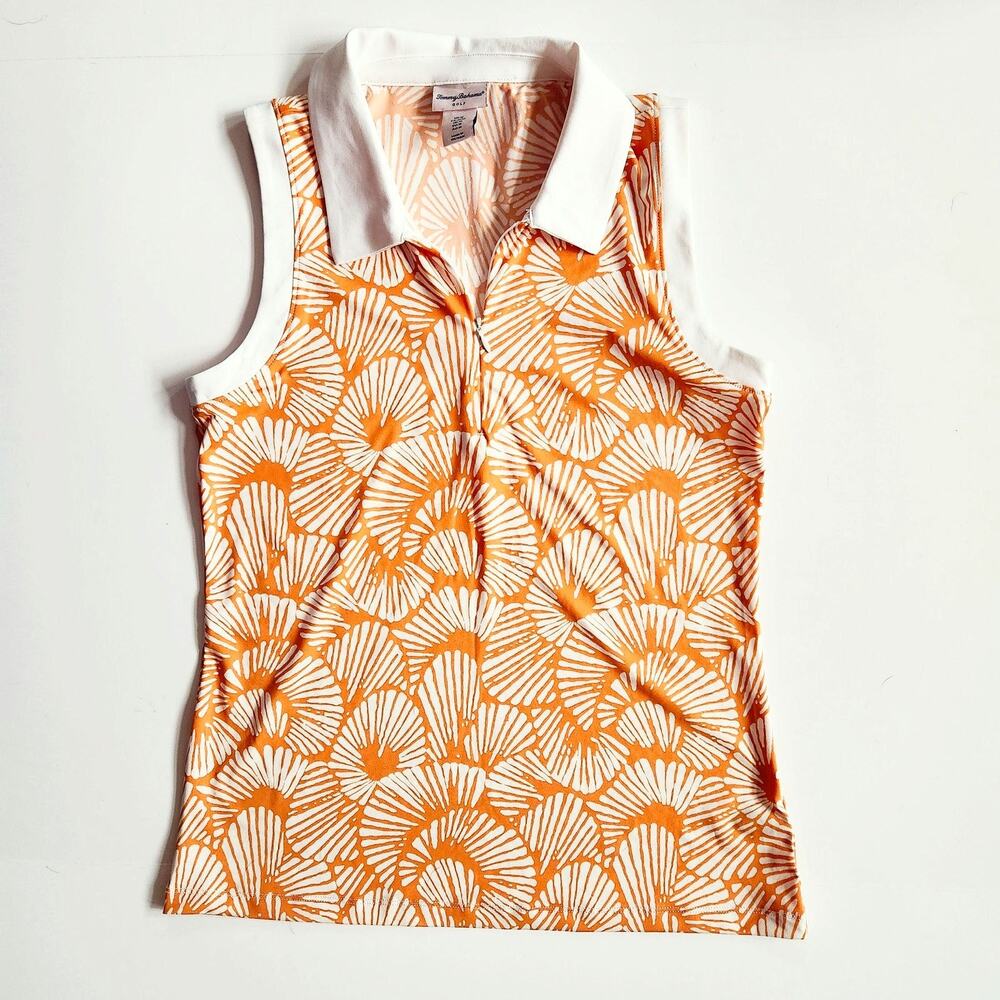 Tommy Bahama Golf Polo | Sleeveless Orange & White | Women’s Size M Activewear - Picture 1 of 8